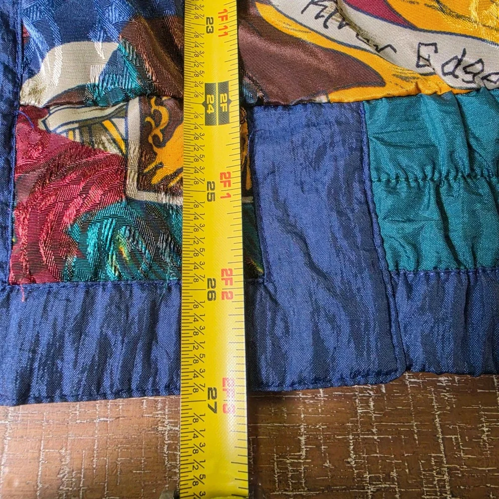 Vintage River Edge 90s Scarf Print Windbreaker Jacket Teal Blue Gold Mens Medium